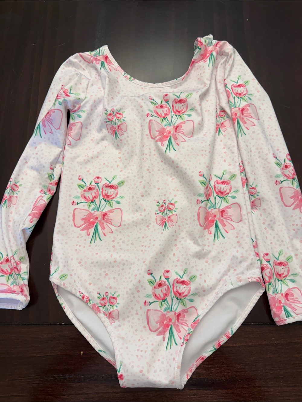 Long-Sleeve Pink Floral Girls Leotard